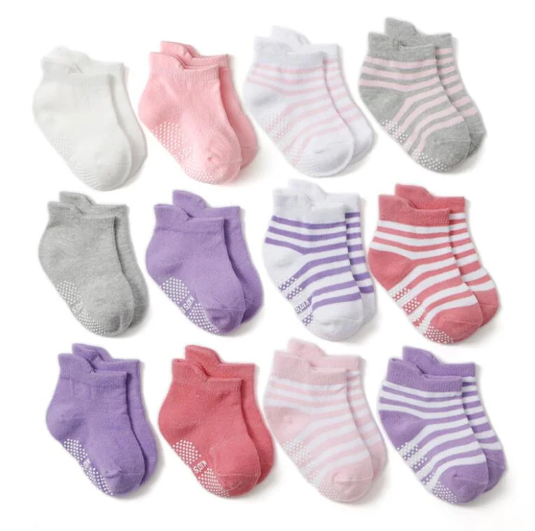 Non Slip Toddler Socks Grips Baby Girls Boys 6 Pack Anti Skid Ankle Socks for Kids