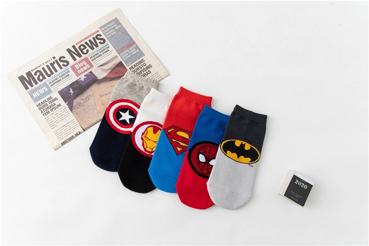 Wholesale Super Hero Style Cool Fashion Men Breathable Invisible Hosiery Cotton Cartoon Socks