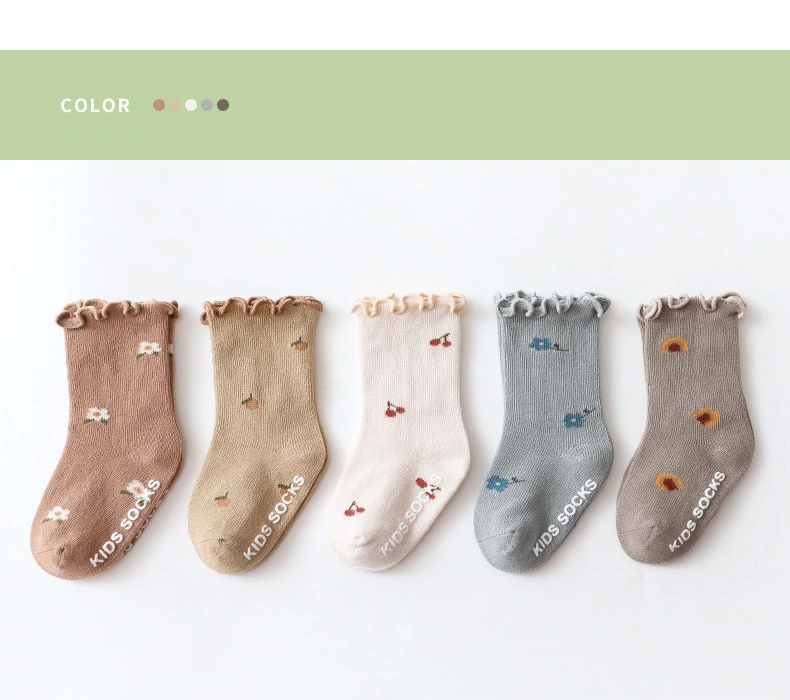 Spring and Autumn New Wooden Ear Girl Socks Baby Children Anti -Slip Floor Socks Kids Cotton Socks Child Socks Comfortable Slipper Shoes Cotton Thicken Socks