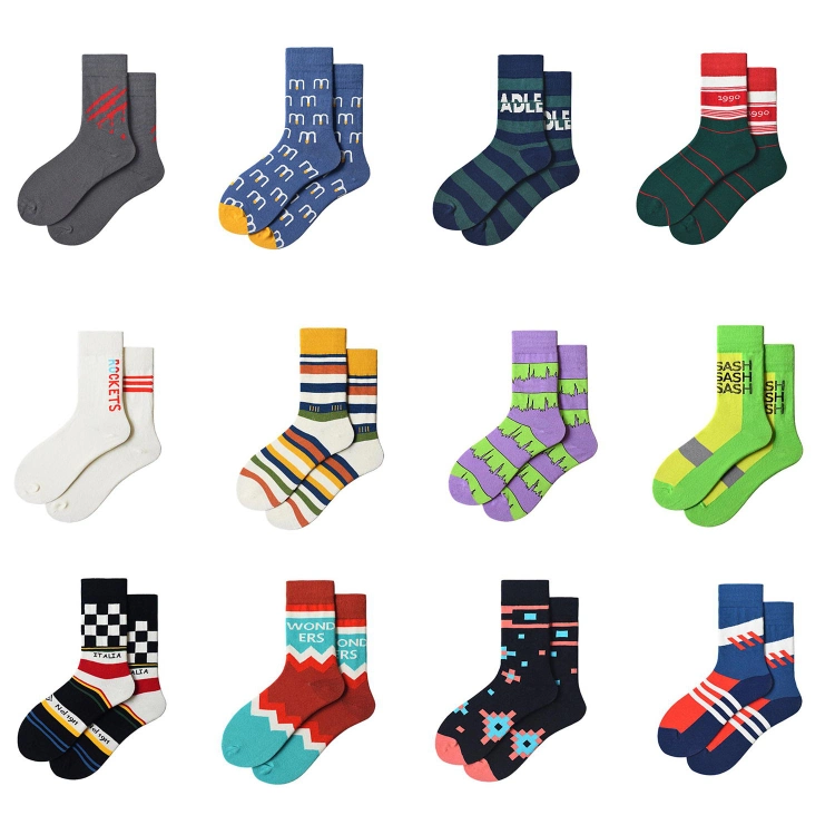 Adults Custom Sock Happy Design High Elastic Colorful Dress Breathable Sport Sock Cotton Fashion Women Men Socks