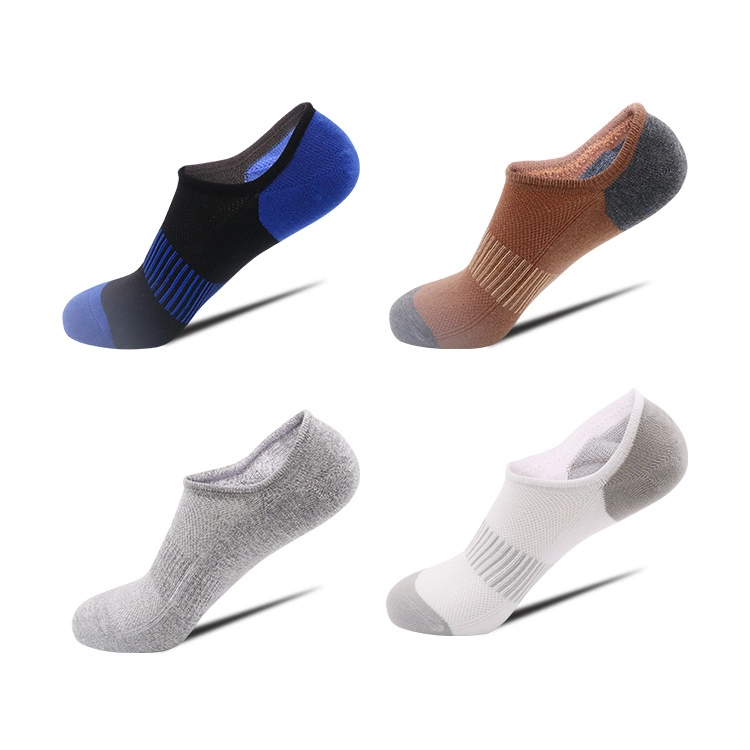 Invisible Socks Men Summer Boat Socks Cotton Sweat-Absorbing Breathable Socks Men Solid Color Shallow Mouth Socks Silicone Non-Slip