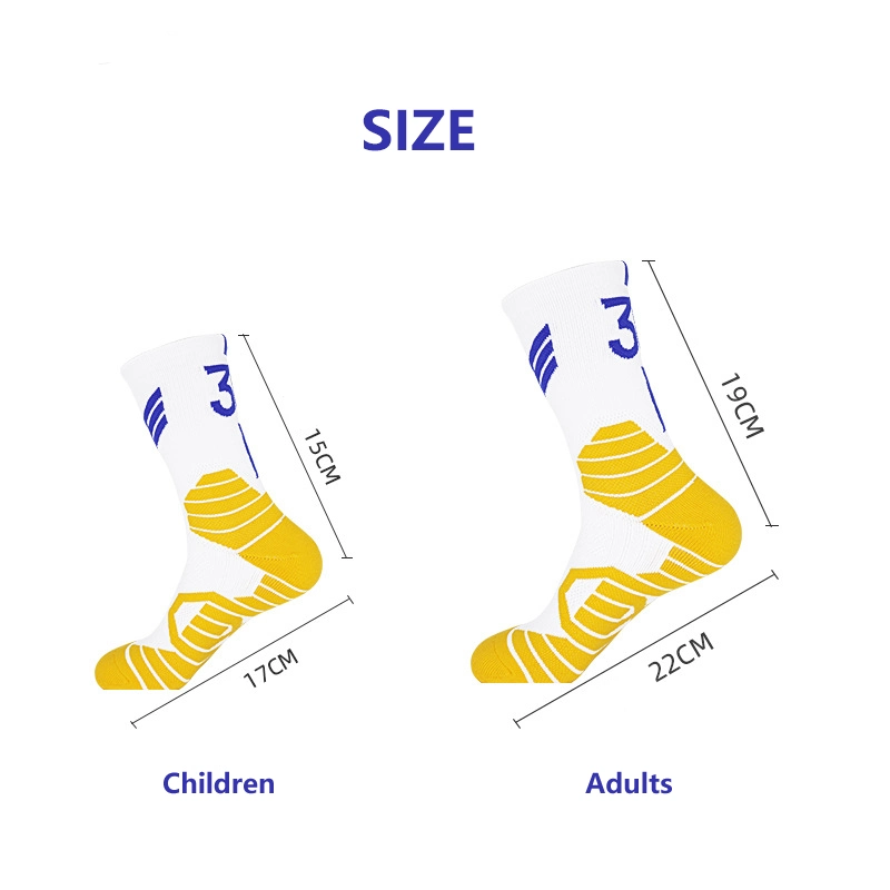 Basketball Middle Sports Socks for Adults and Kids Number Socks