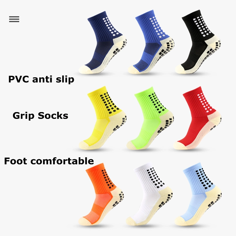 Wholesale Sport Unisex Soccer Football Non Slip Grip Crew Cotton Socks Anti Slip Soccer Men Cotton Basketball Rugby Sports Crew Football Grip Socks