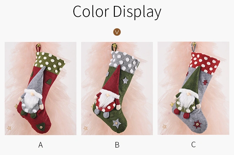 Promotional Cute Animal Custom Design Kids Christmas Decoration Gift Socks Candy Cartoon Design Multi Style Hanging Socks